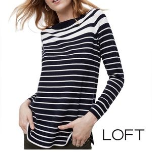 LOFT NWT Striped Sweater Navy/White XXL